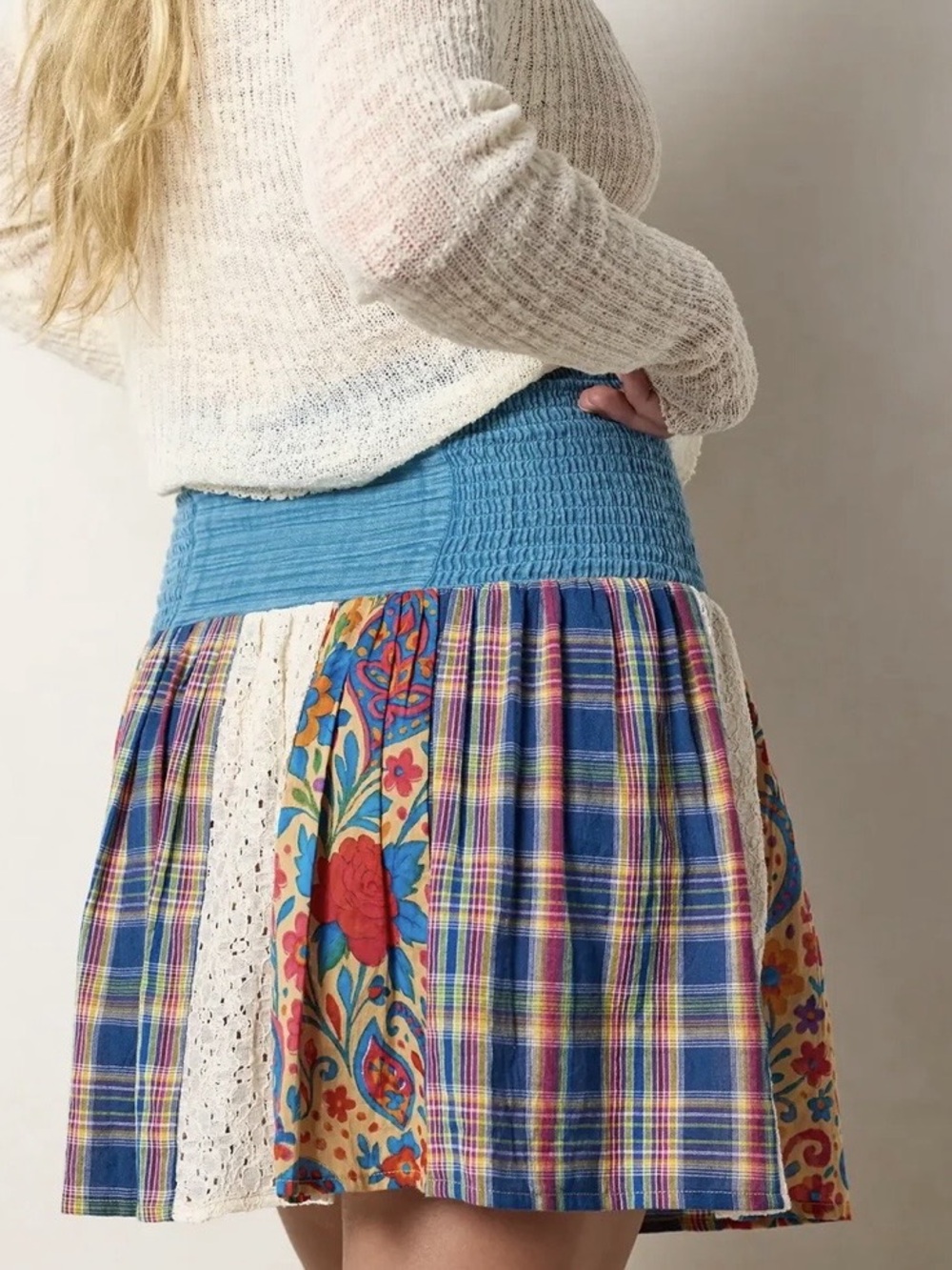 Natural life Lg patchwork mini skirt, doubles as top - Picture 4 of 4